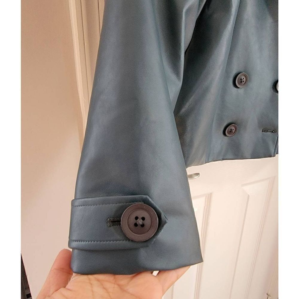 Teal Padded Biker FauxLeather Jacket-Victoria S - Picture 10 of 11